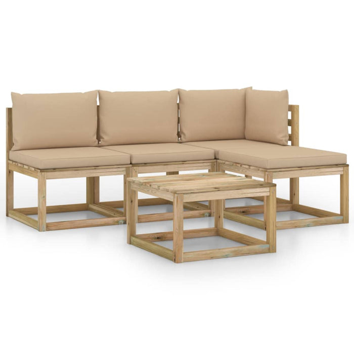 Set Salotto da Giardino 5 pz con Cuscini Beige 3065030