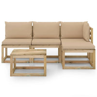 Set Salotto da Giardino 5 pz con Cuscini Beige 3065030