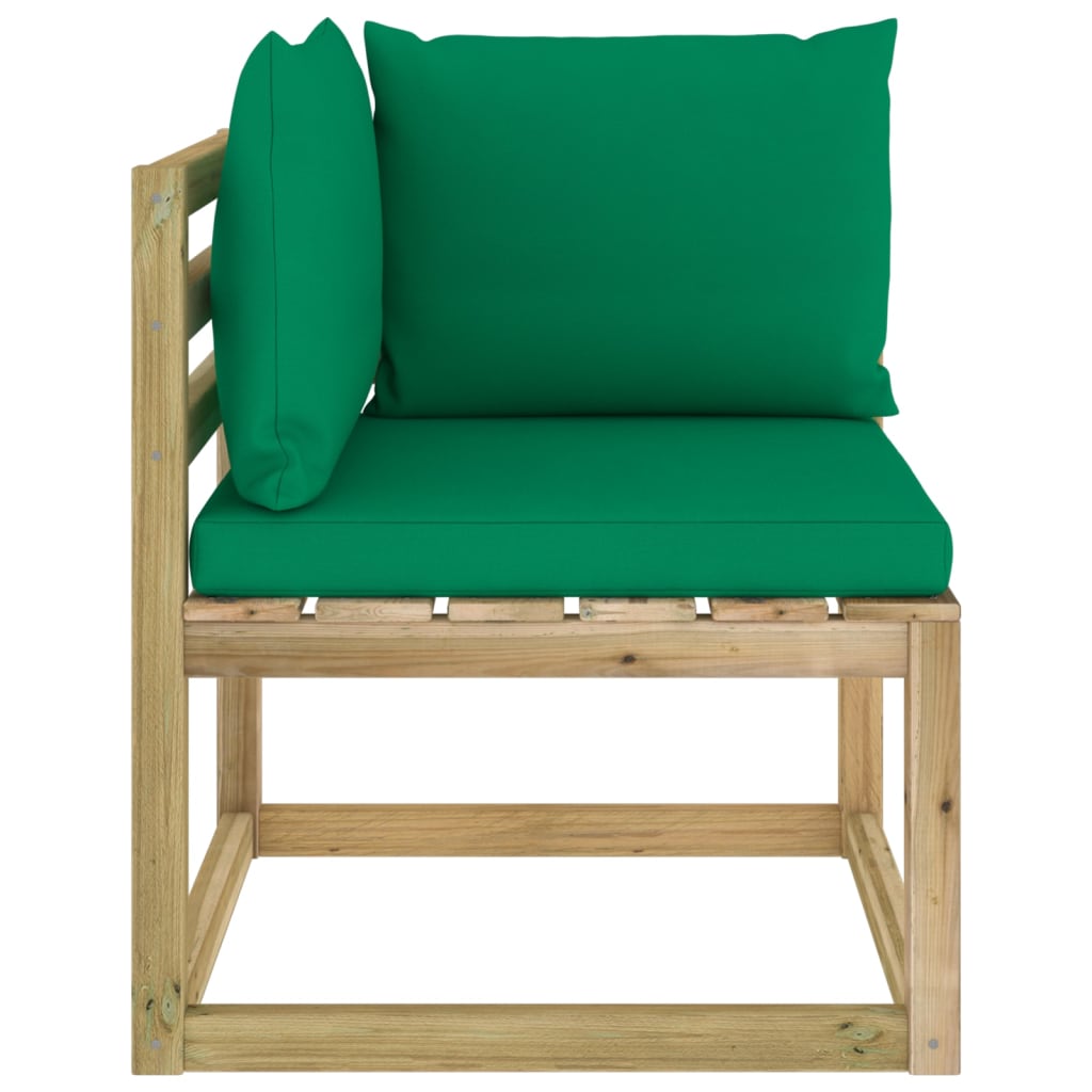 Divani Angolari da Giardino & Cuscini 2pz Pino Impregnato Verde 3065084