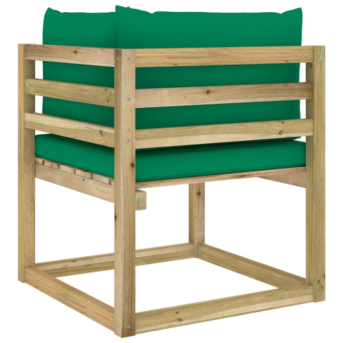 Divani Angolari da Giardino & Cuscini 2pz Pino Impregnato Verde 3065084