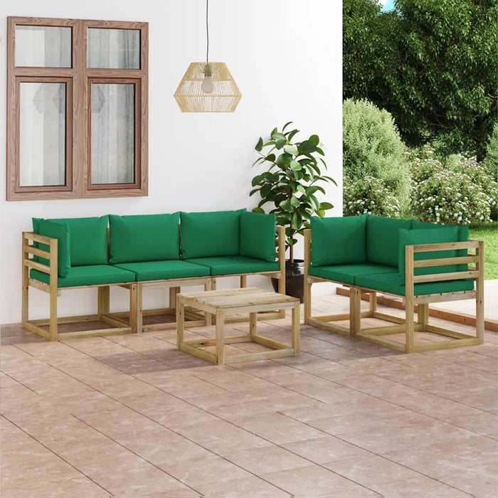 Set Divani da Giardino 6 pz con Cuscini Verdi cod mxl 56713