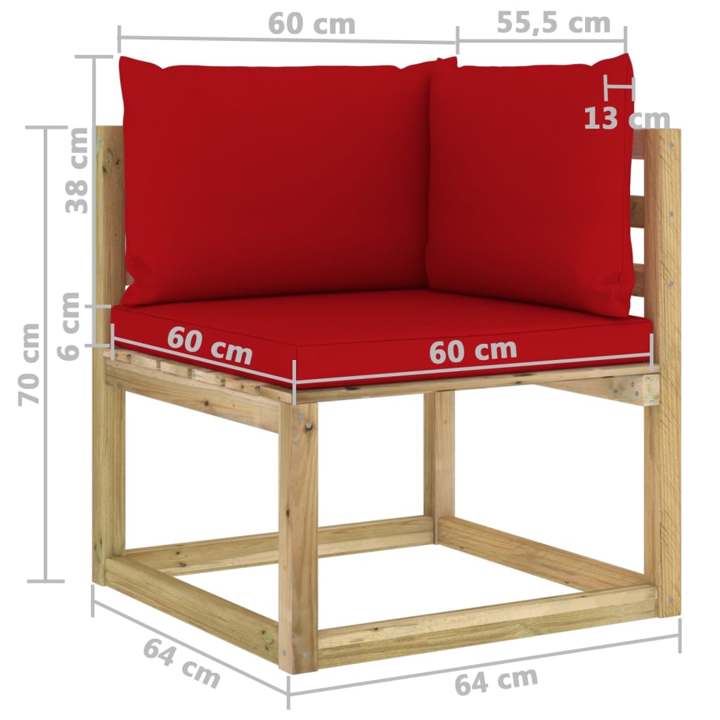 Set Divani da Giardino 10 pz e Cuscini Legno di Pino Impregnato cod mxl 56699