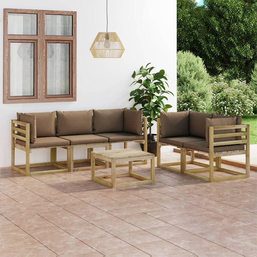 Set Divani da Giardino 6 pz con Cuscini Grigio Talpa cod mxl 56818