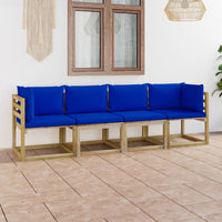 Divano da Giardino a 4 Posti con Cuscini Blu cod mxl 44139