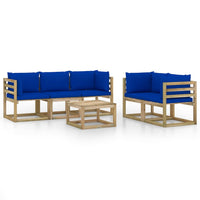 Set Divani da Giardino 6 pz con Cuscini Blu cod mxl 56798