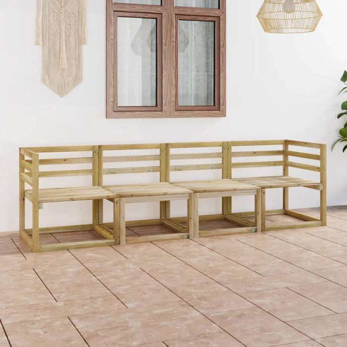 Divano da Giardino a 4 Posti in Legno di Pino Impregnato Verde cod mxl 43584