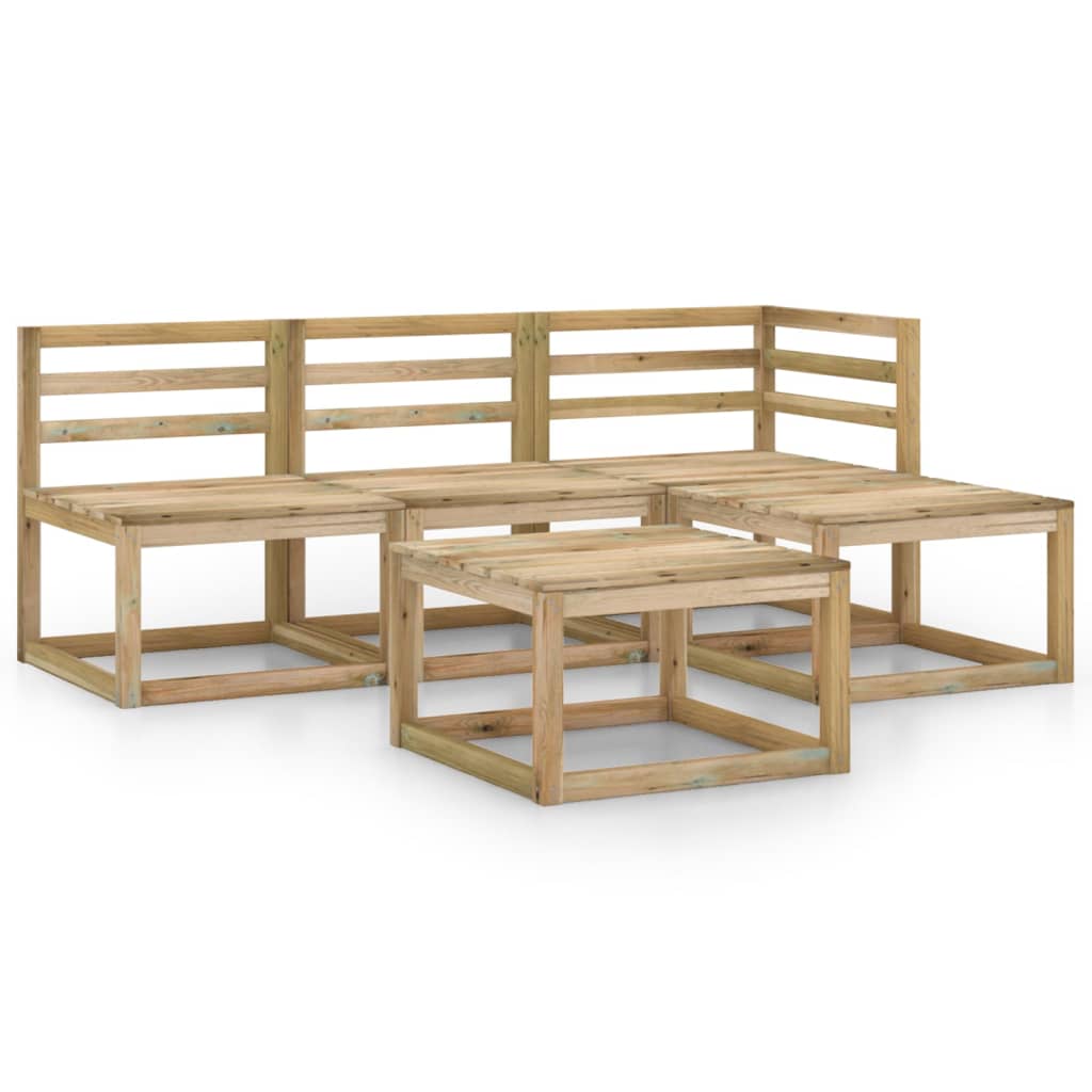 Set Divani da Giardino 5 pz in Legno di Pino Impregnato Verde cod mxl 51492