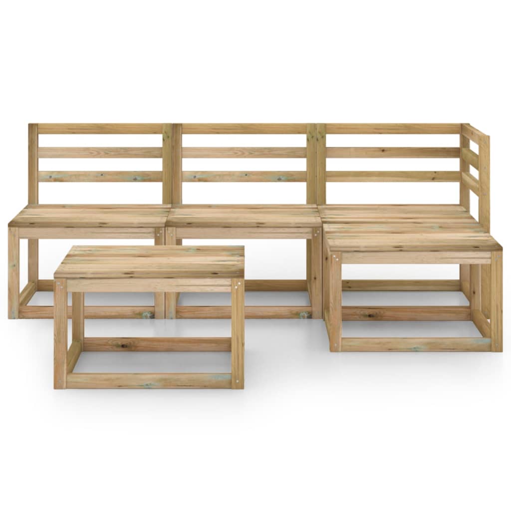 Set Divani da Giardino 5 pz in Legno di Pino Impregnato Verde cod mxl 51492