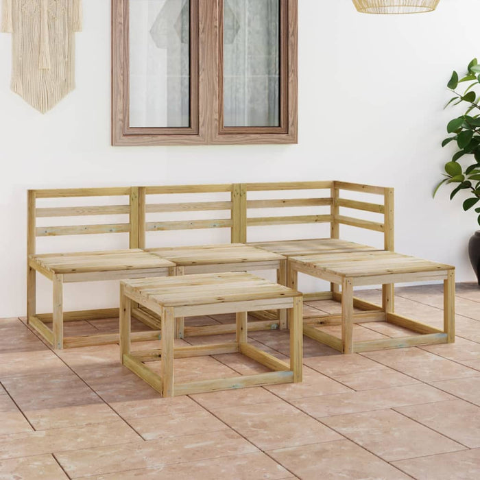 Set Divani da Giardino 5 pz in Legno di Pino Impregnato Verde cod mxl 51492