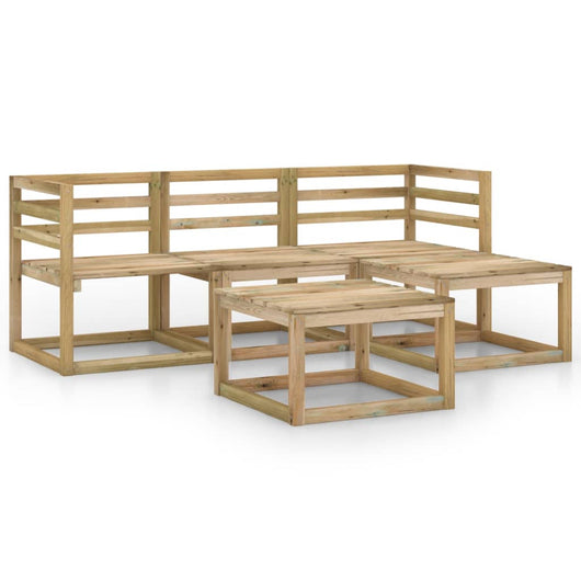 Set Divani da Giardino 5 pz in Legno di Pino Impregnato Verde cod mxl 43587