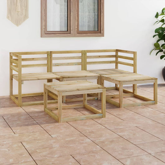 Set Divani da Giardino 5 pz in Legno di Pino Impregnato Verde cod mxl 43587