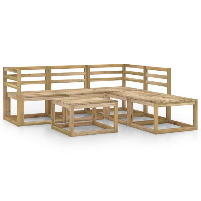 Set Divani da Giardino 6 pz in Legno di Pino Impregnato Verde cod mxl 43586