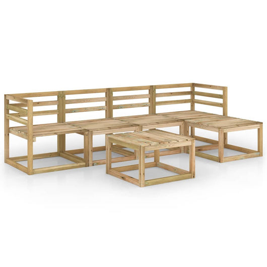 Set Divani da Giardino 6 pz in Legno di Pino Impregnato Verde cod mxl 43572