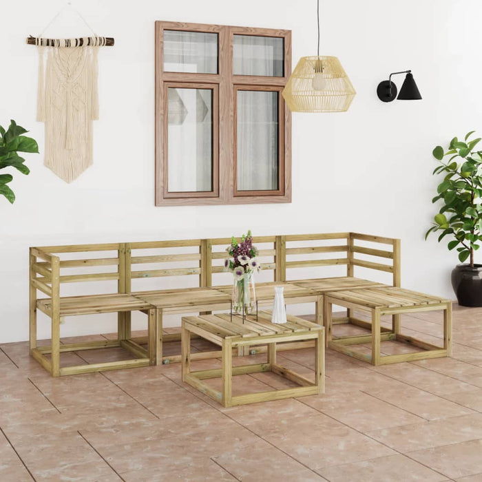 Set Divani da Giardino 6 pz in Legno di Pino Impregnato Verde cod mxl 43572