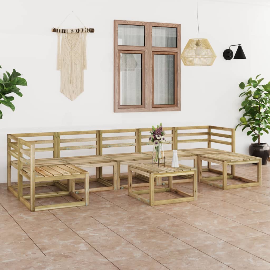 Set Salotto da Giardino 8 pz in Legno di Pino Impregnato Verde 3065309