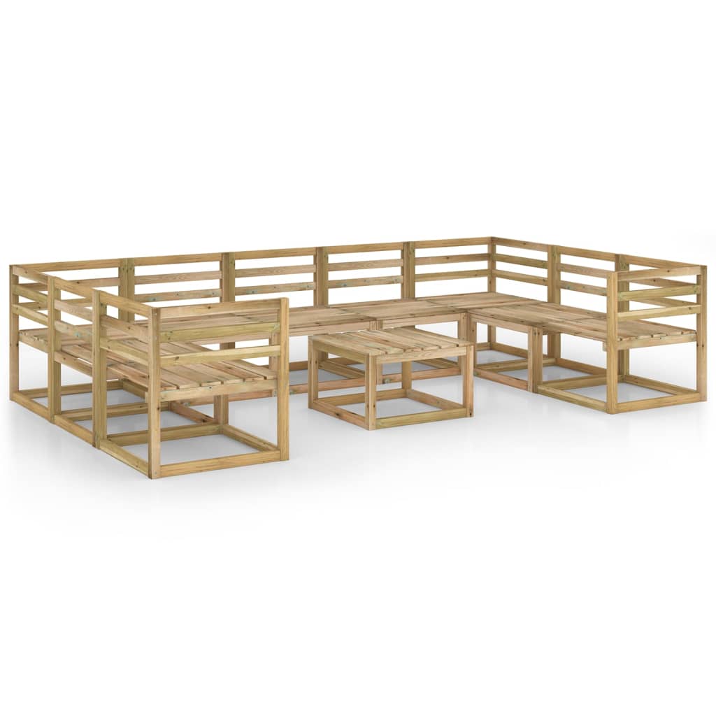 Set Divani da Giardino 10 pz in Legno di Pino Impregnato Verde 3065310