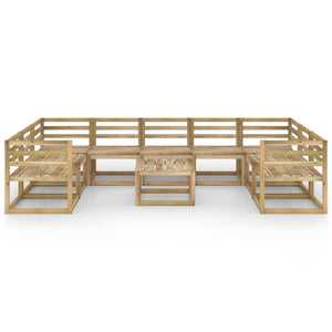 Set Divani da Giardino 10 pz in Legno di Pino Impregnato Verde 3065310