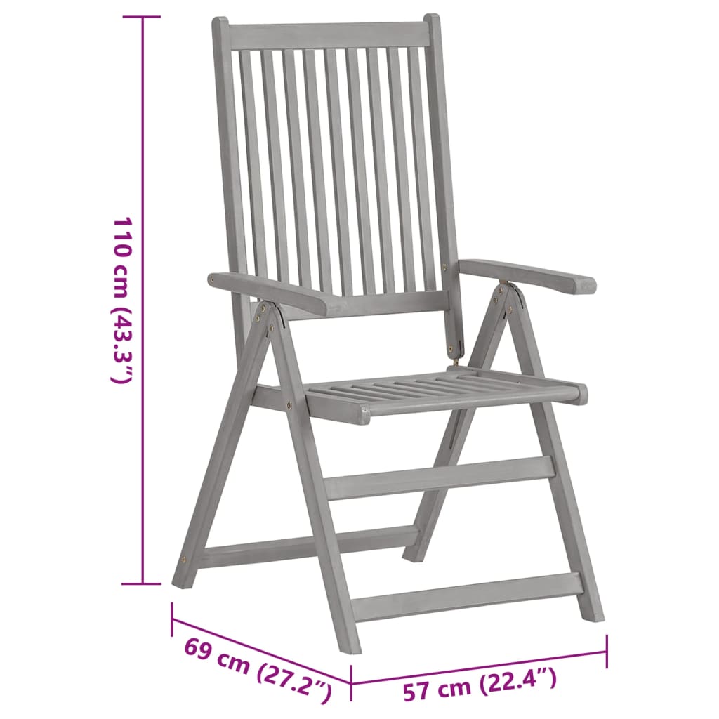 Sedie da Giardino Reclinabili 4 pz con Cuscini Massello Acacia 3065389