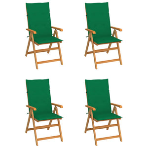 Sedie da Giardino 4 pz con Cuscini Verdi Massello di Teak cod mxl 11832