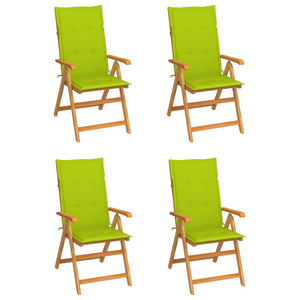 Sedie Giardino 4 pz e Cuscini Verde Brillante Massello di Teak cod mxl 75030