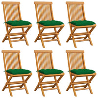 Sedie da Giardino con Cuscini Verdi 6 pz in Massello di Teak cod mxl 6494