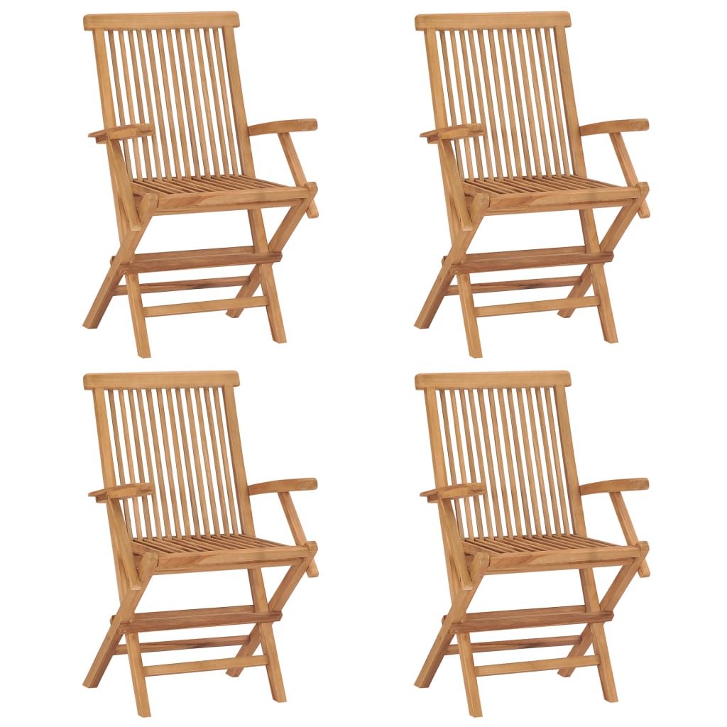 Sedie da Giardino con Cuscini Grigi 4 pz Legno Massello di Teak 3065633