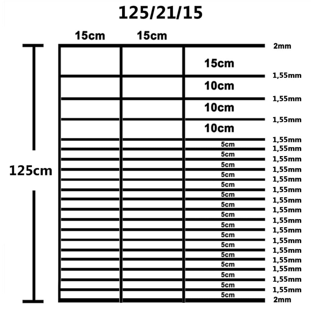 Recinzione da Giardino in Acciaio Zincato 50x1,25 m Argento cod mxl 20433