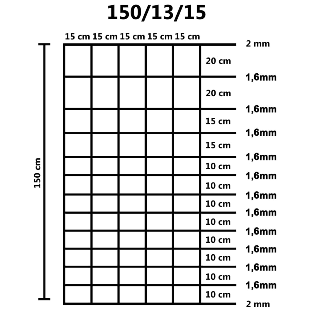 Recinzione da Giardino in Acciaio Zincato 50 m 150 cm Argento cod mxl 26067