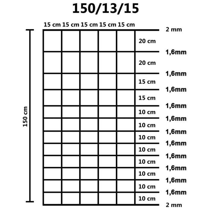 Recinzione da Giardino in Acciaio Zincato 50 m 150 cm Argento cod mxl 26067