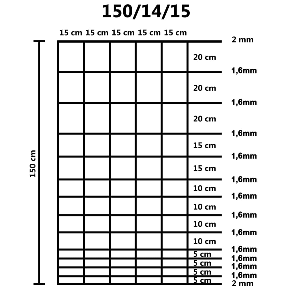 Recinzione da Giardino in Acciaio Zincato 50 m 150 cm Argento cod mxl 28079