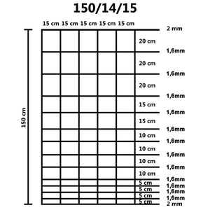 Recinzione da Giardino in Acciaio Zincato 50 m 150 cm Argento cod mxl 28079