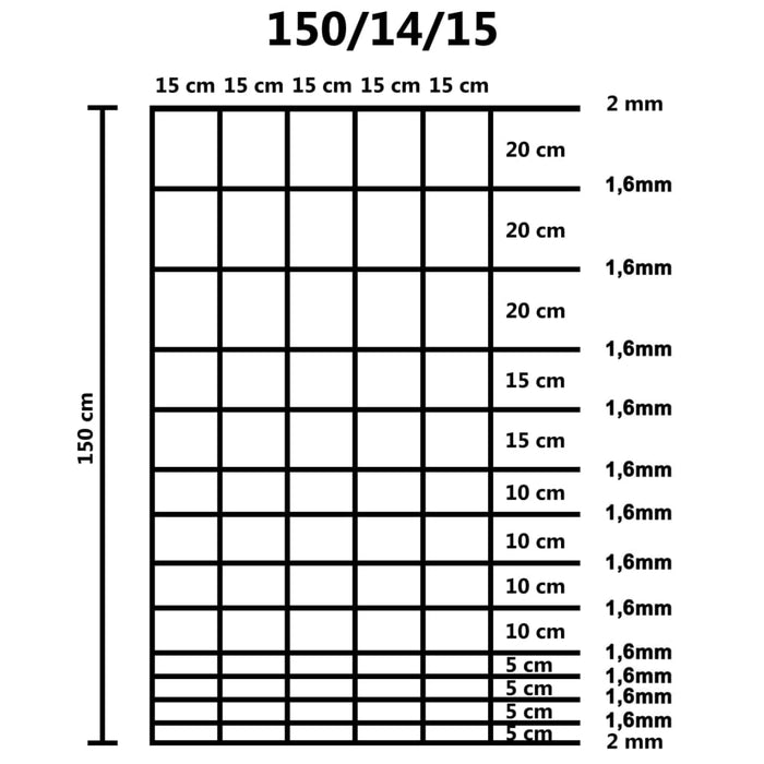 Recinzione da Giardino in Acciaio Zincato 50 m 150 cm Argento cod mxl 28079