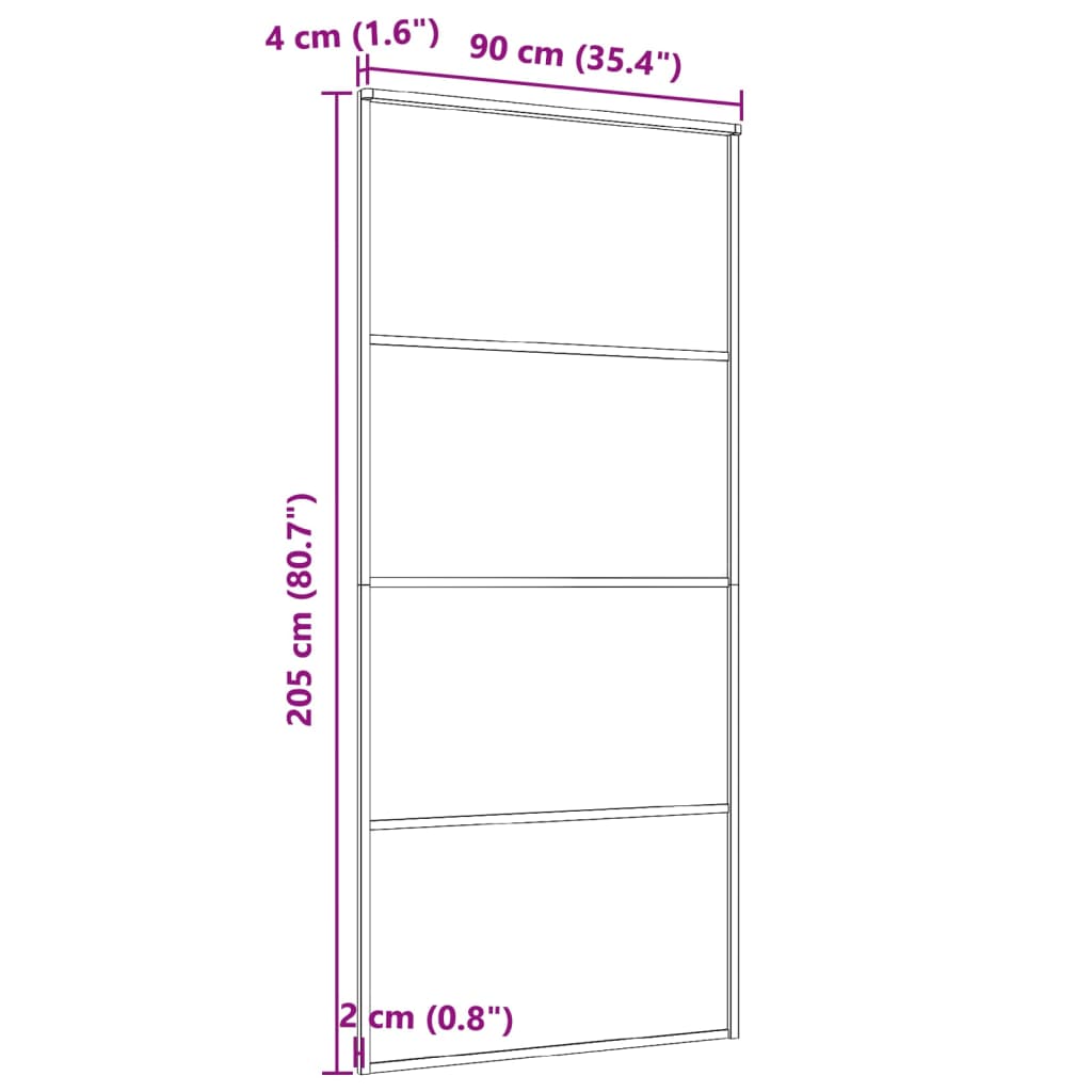 Porta Scorrevole in Vetro ESG e Alluminio 90x205 cm Nera 149480