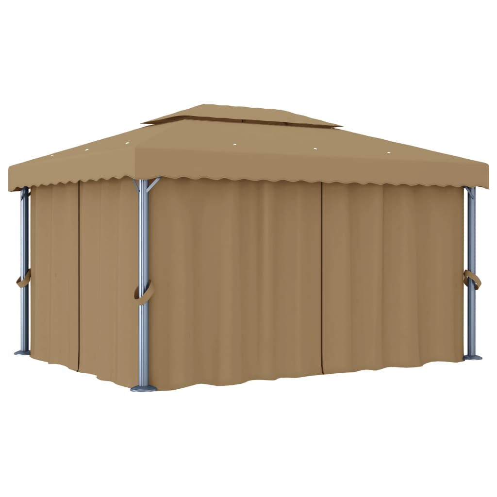 Gazebo con Tende 4x3 cm Grigio Talpa in Alluminio cod mxl 46571