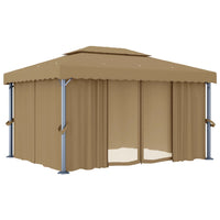 Gazebo con Tende 4x3 cm Grigio Talpa in Alluminio cod mxl 46571