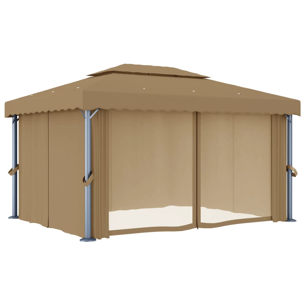 Gazebo con Tende 4x3 cm Grigio Talpa in Alluminio cod mxl 46571