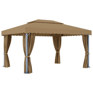 Gazebo con Tende 4x3 cm Grigio Talpa in Alluminio cod mxl 46571