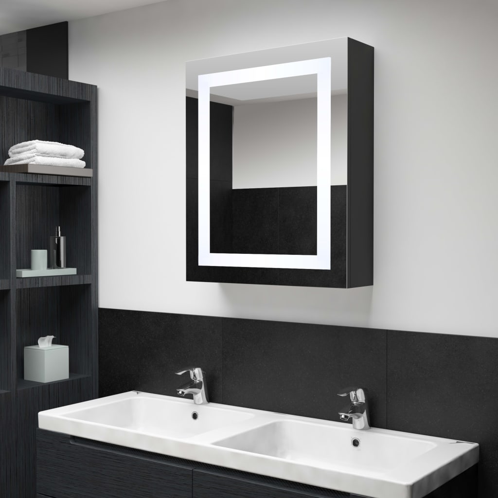 Armadietto Bagno con Specchio e LED 50x13x70 cm 325543