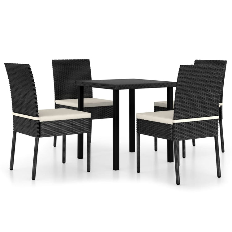 Set da Pranzo da Giardino 5 pz in Polyrattan Nero cod mxl 40452