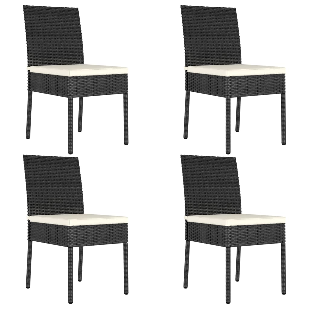 Set da Pranzo da Giardino 5 pz in Polyrattan Nero cod mxl 40452