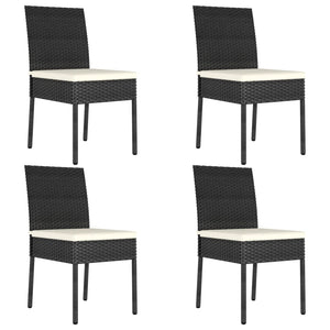 Set da Pranzo da Giardino 5 pz in Polyrattan Nero cod mxl 40452