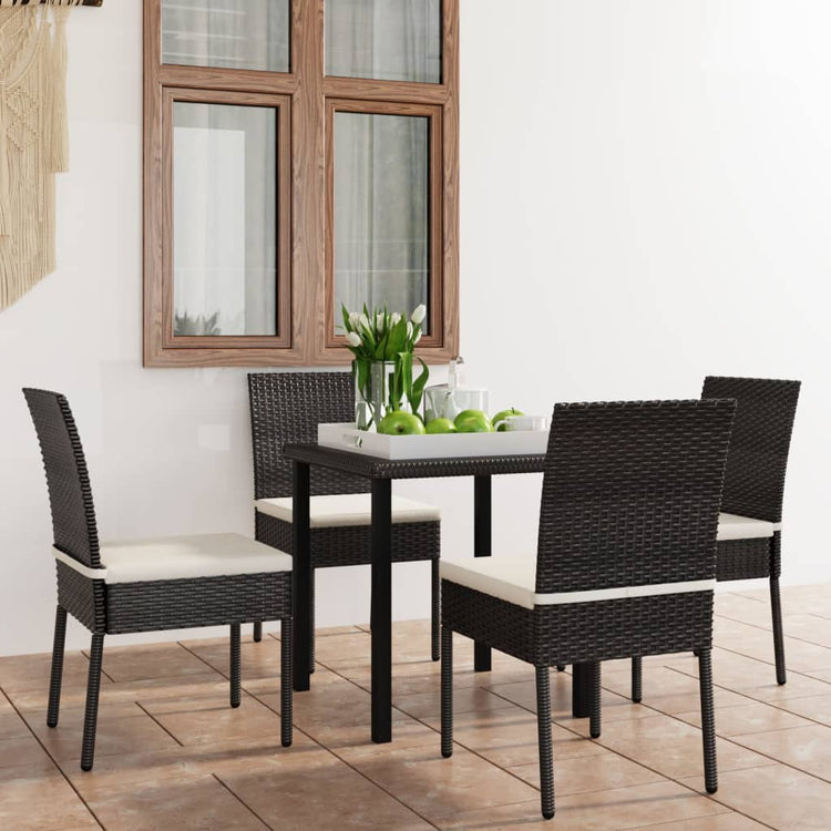 Set da Pranzo da Giardino 5 pz in Polyrattan Nero cod mxl 40452