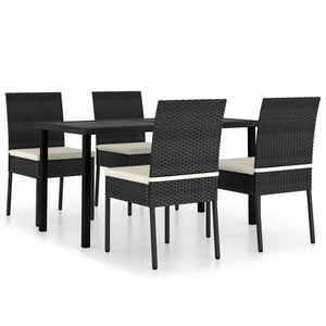 Set da Pranzo da Giardino 5 pz in Polyrattan Nero cod mxl 42018