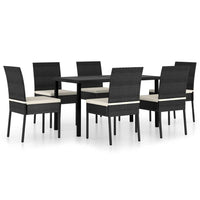 Set da Pranzo da Giardino 7 pz in Polyrattan Nero cod mxl 38576