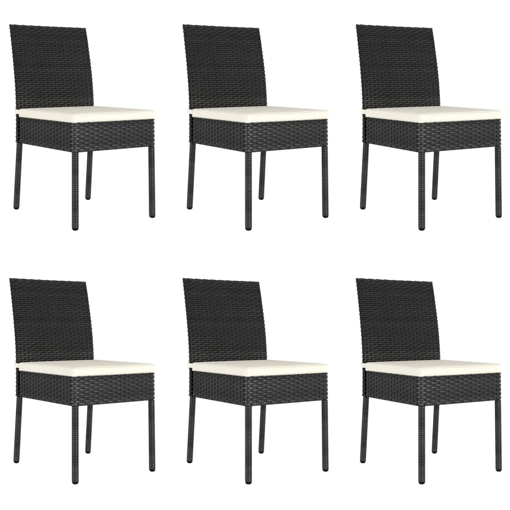 Set da Pranzo da Giardino 7 pz in Polyrattan Nero cod mxl 38576