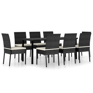 Set da Pranzo da Giardino 9 pz in Polyrattan Nero cod mxl 38577