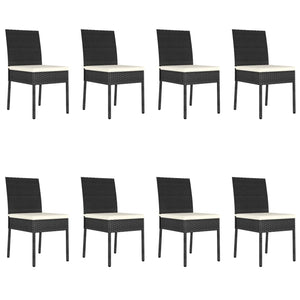 Set da Pranzo da Giardino 9 pz in Polyrattan Nero cod mxl 38577