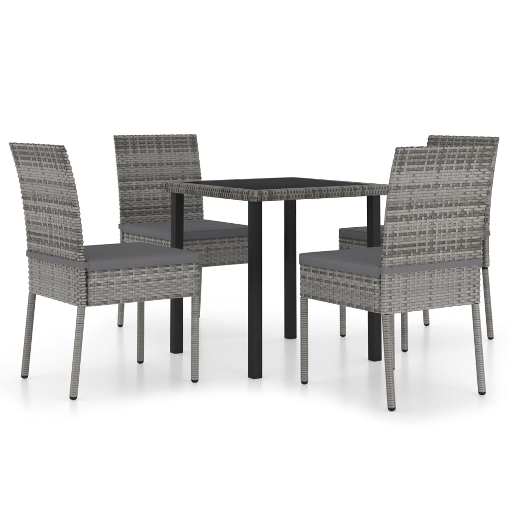 Set da Pranzo da Giardino 5 pz in Polyrattan Grigio 3065700