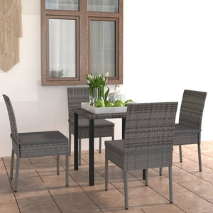 Set da Pranzo da Giardino 5 pz in Polyrattan Grigio 3065700