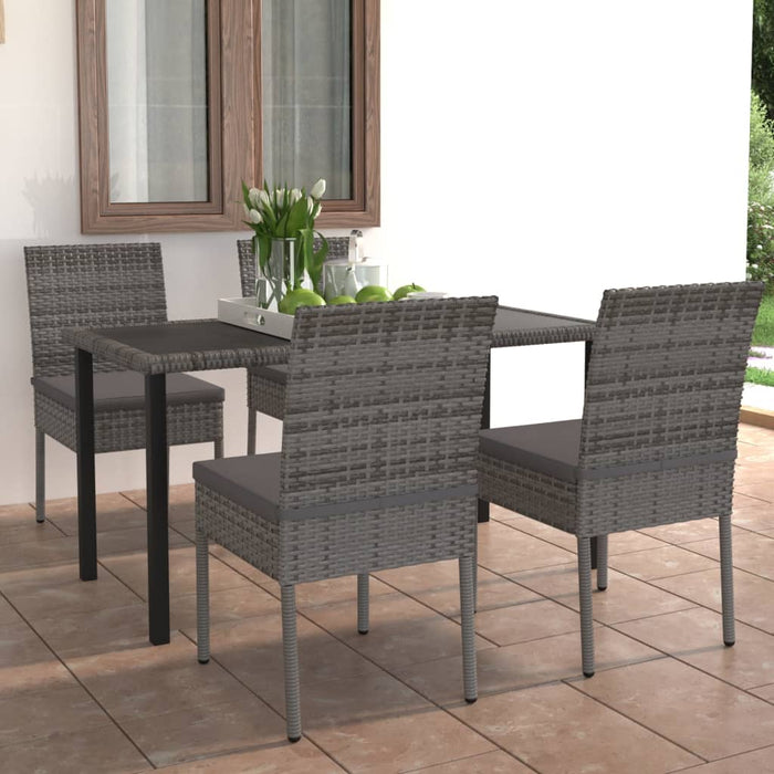 Set da Pranzo da Giardino 5 pz in Polyrattan Grigio cod mxl 36153